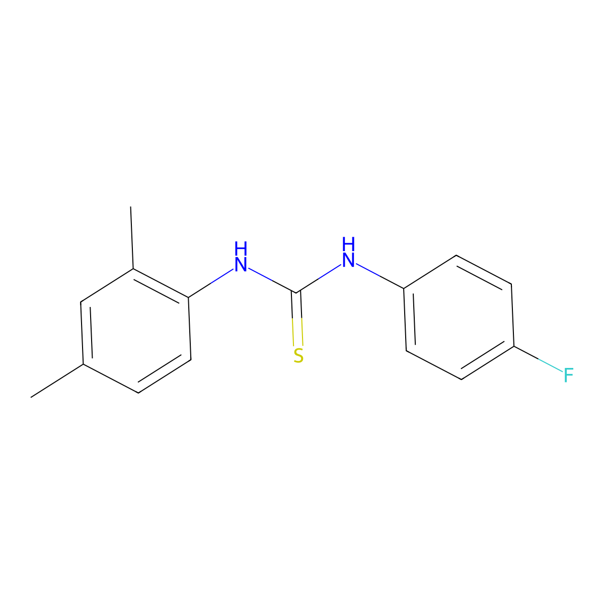 N-(2,4-dimethylphenyl)-N'-(4-fluorophenyl)thiourea molecular structure, CAS 368-02-5
