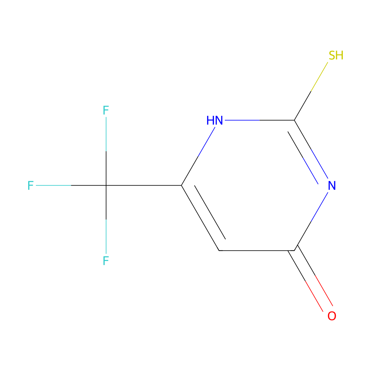 2-sulfanyl-6-(trifluoromethyl)-1H-pyrimidin-4-one molecular structure, CAS 368-54-7