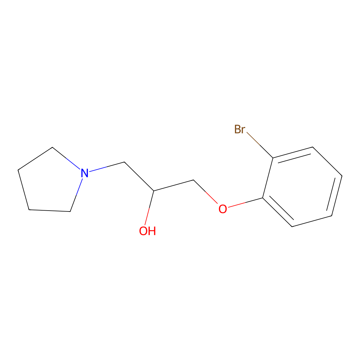 1-(2-Bromophenoxy)-3-pyrrolidin-1-ylpropan-2-ol molecular structure, CAS 3680-41-9