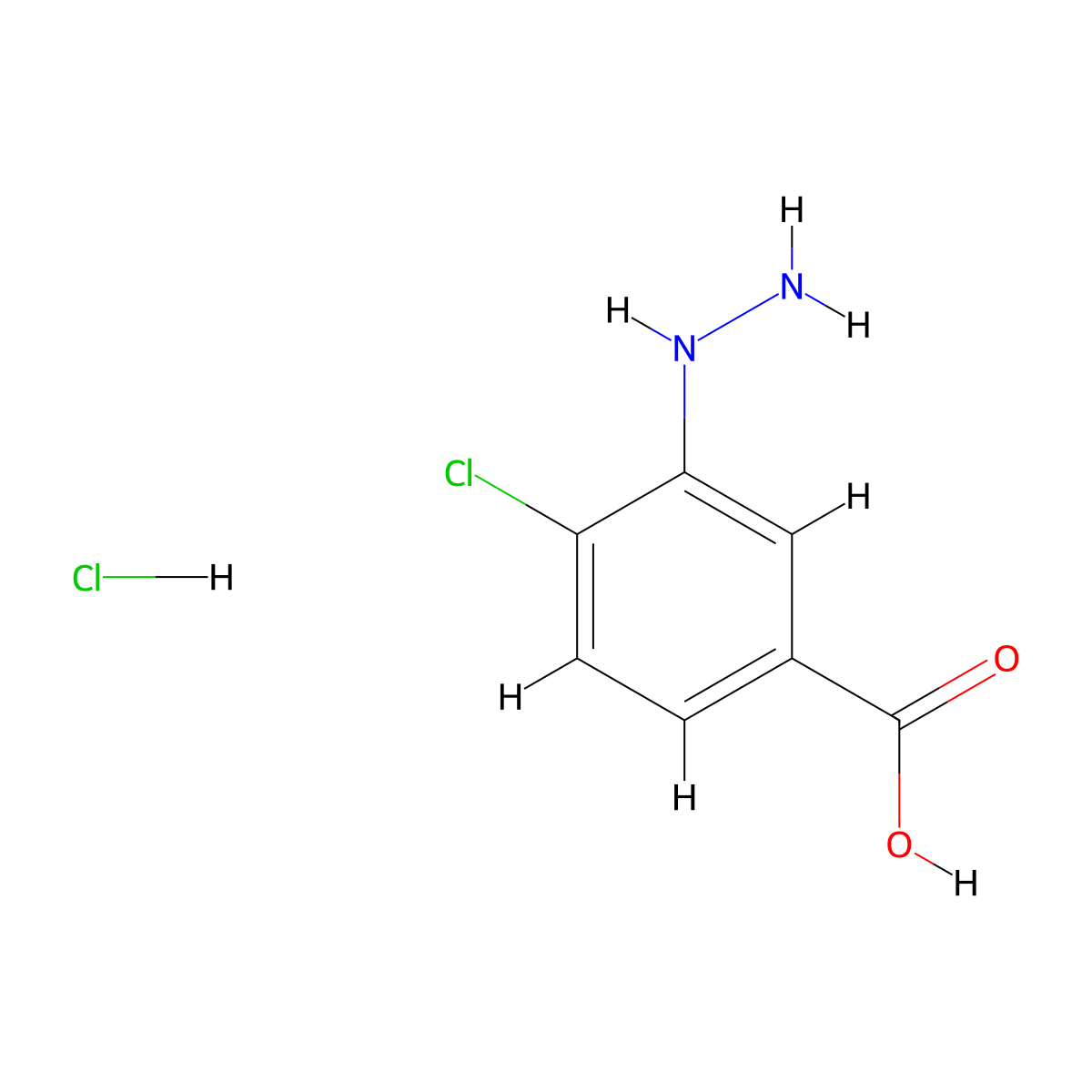 4-Chloro-3-hydrazinylbenzoic acid hydrochloride molecular structure, CAS 36800-72-3