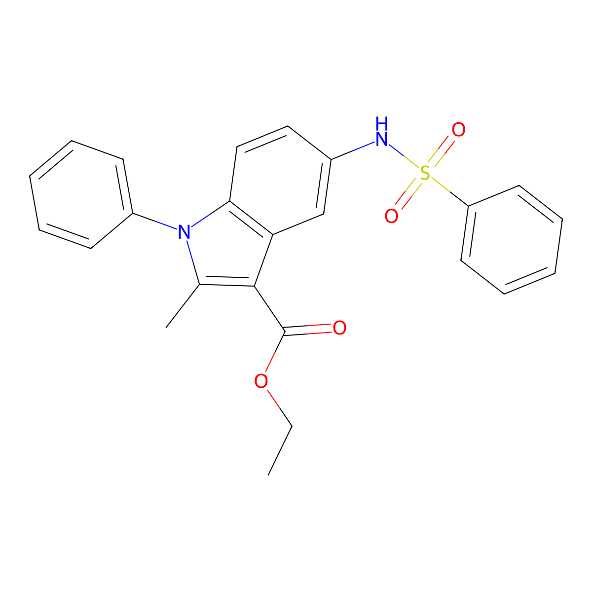 ethyl 2-methyl-1-phenyl-5-[(phenylsulfonyl)amino]-1H-indole-3-carboxylate molecular structure, CAS 36800-78-9