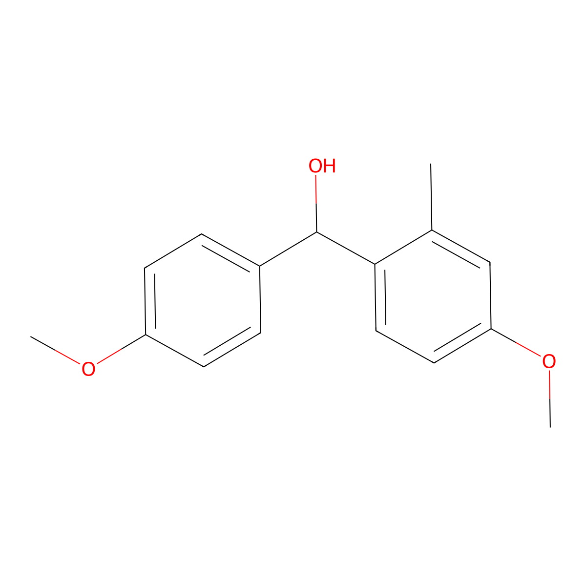 (4-Methoxy-2-methylphenyl)(4-methoxyphenyl)methanol molecular structure, CAS 36801-17-9