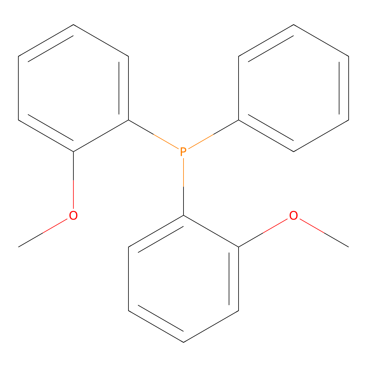 Bis(2-methoxyphenyl)(phenyl)phosphine molecular structure, CAS 36802-41-2