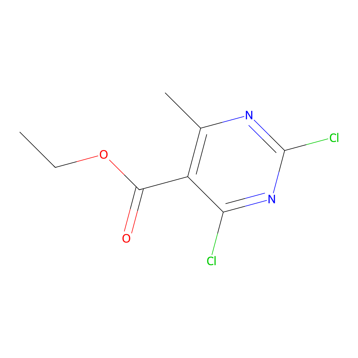 5-Pyrimidinecarboxylic acid, 2,4-dichloro-6-methyl-, ethyl ester molecular structure, CAS 36802-47-8