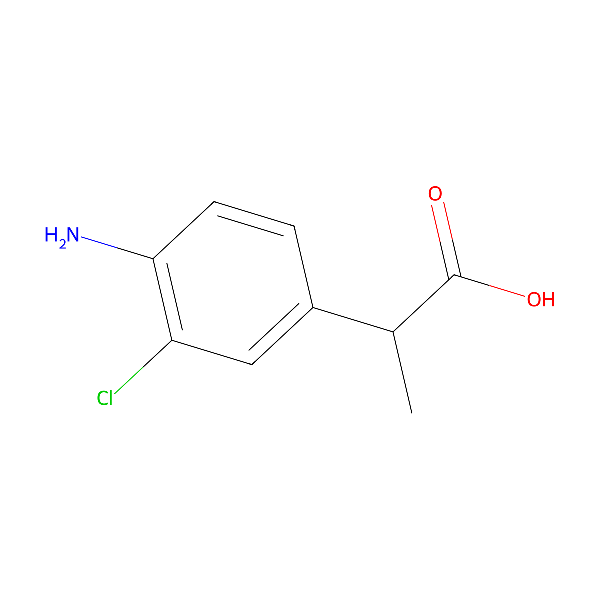 2-(4-Amino-3-chlorophenyl)propanoic acid molecular structure, CAS 36802-69-4