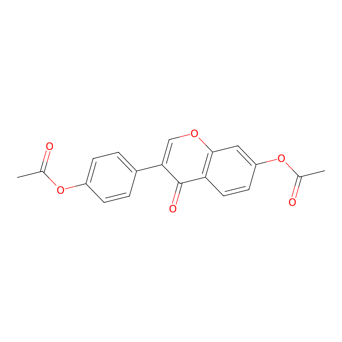 Daidzein diacetate molecular structure, CAS 3682-01-7