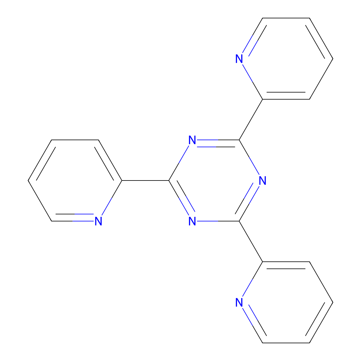 2,4,6-Tris(2'-pyridyl)-1,3,5-triazine molecular structure, CAS 3682-35-7