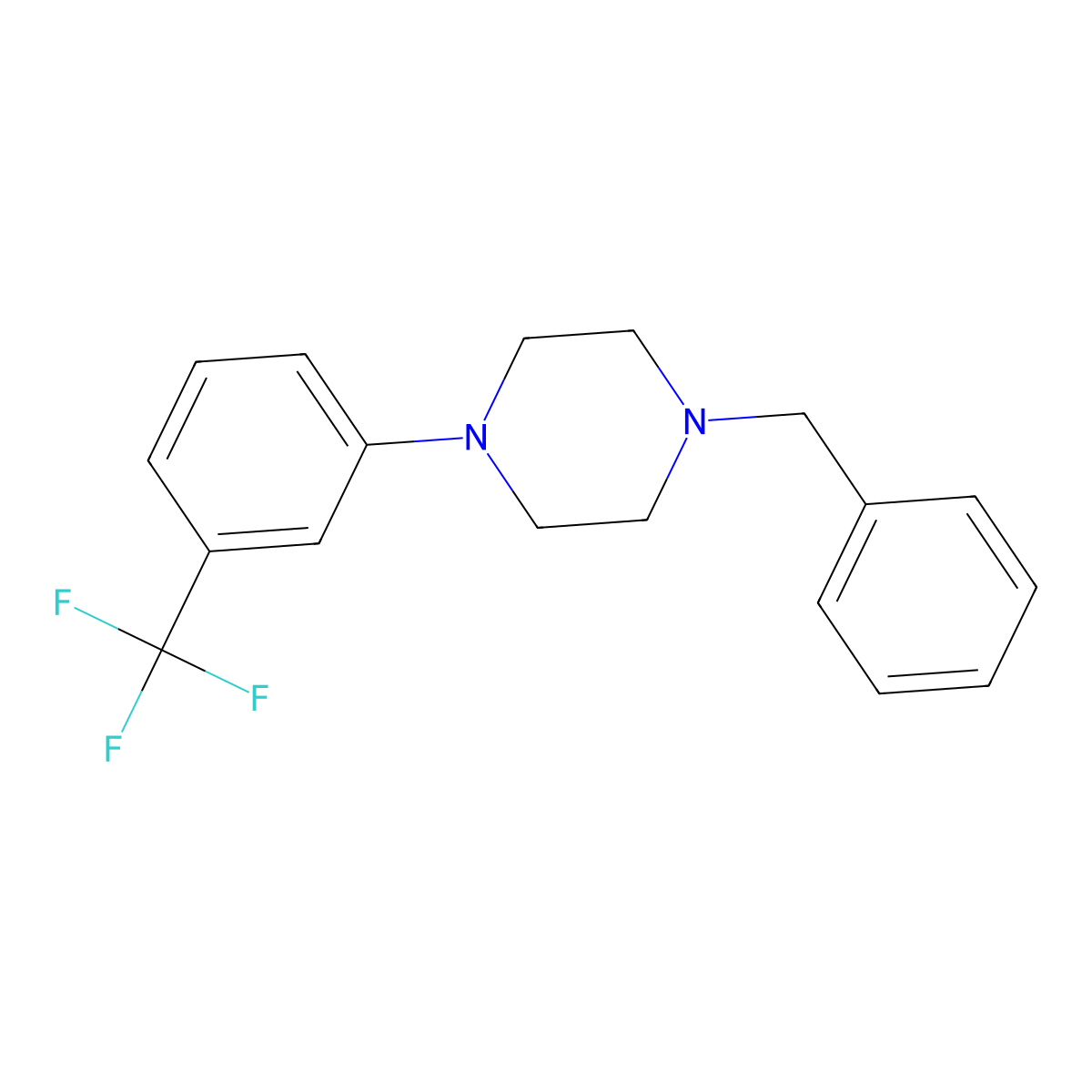 1-Benzyl-4-[3-(trifluoromethyl)phenyl]piperazine molecular structure, CAS 36824-73-4