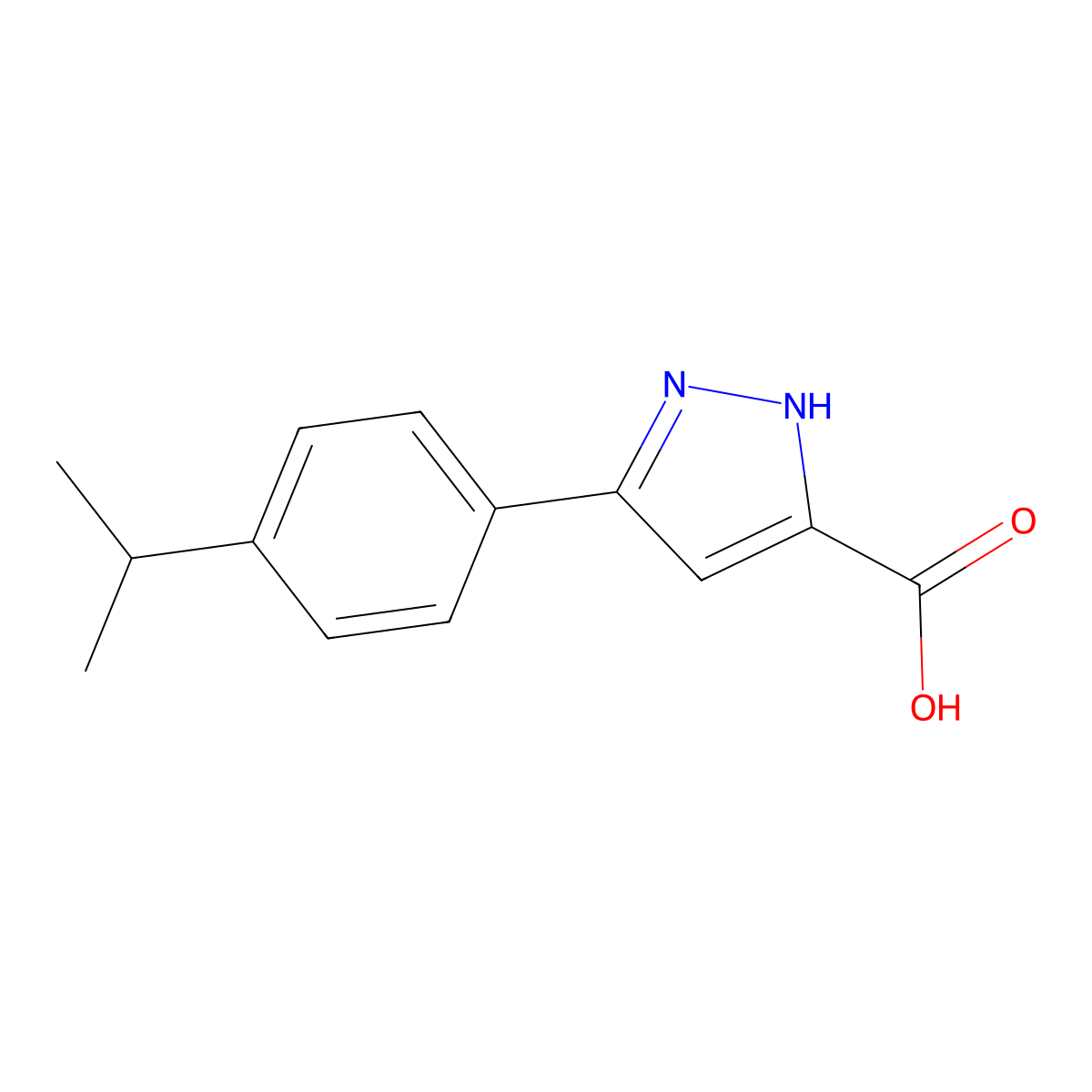 3-(4-isopropylphenyl)-1H-pyrazole-5-carboxylic acid molecular structure, CAS 36825-86-2