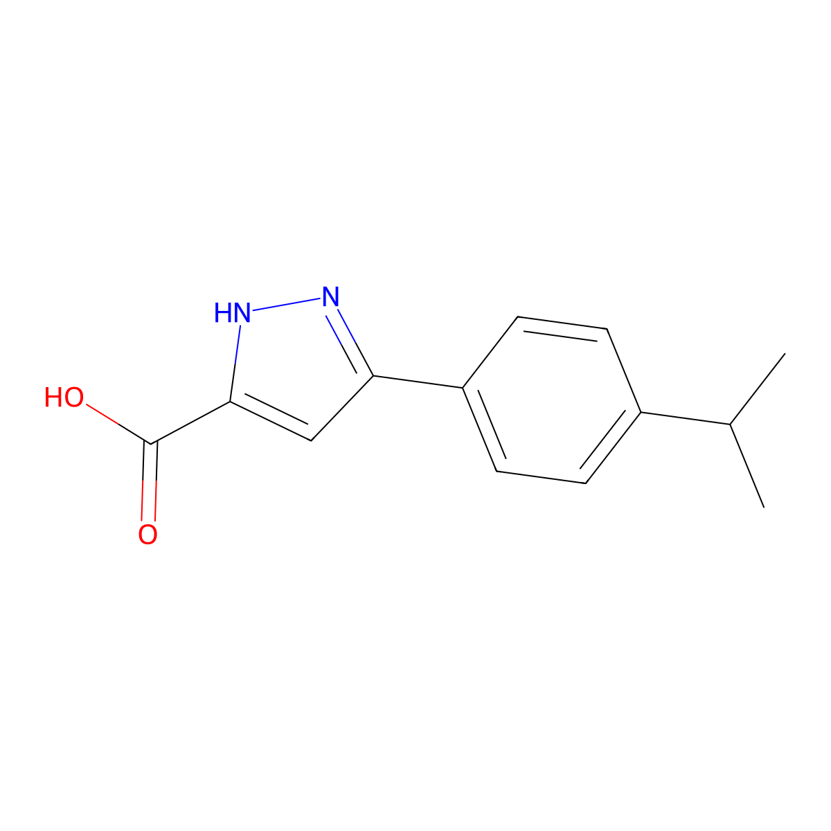 3-(4-isopropylphenyl)-1H-pyrazole-5-carboxylic acid molecular structure, CAS 36825-86-2