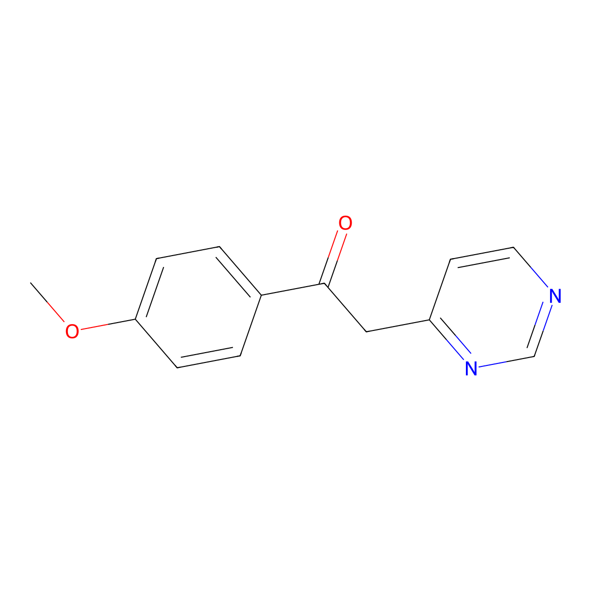 1-(4-Methoxyphenyl)-2-pyrimidin-4-ylethanone molecular structure, CAS 36827-95-9