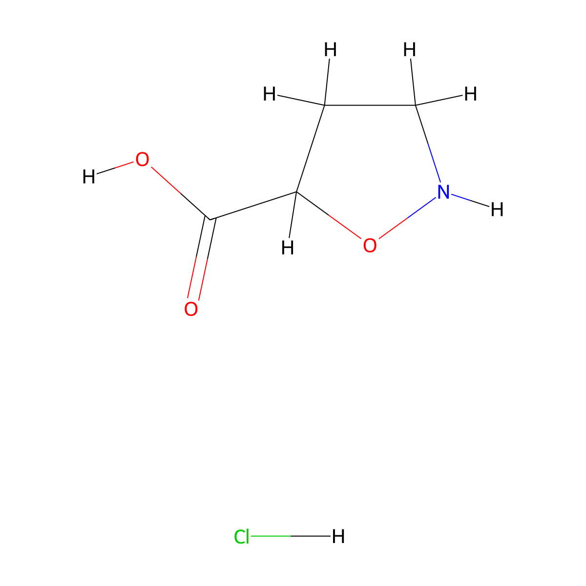 1,2-Oxazolidine-5-carboxylic acid hydrochloride molecular structure, CAS 36839-07-3