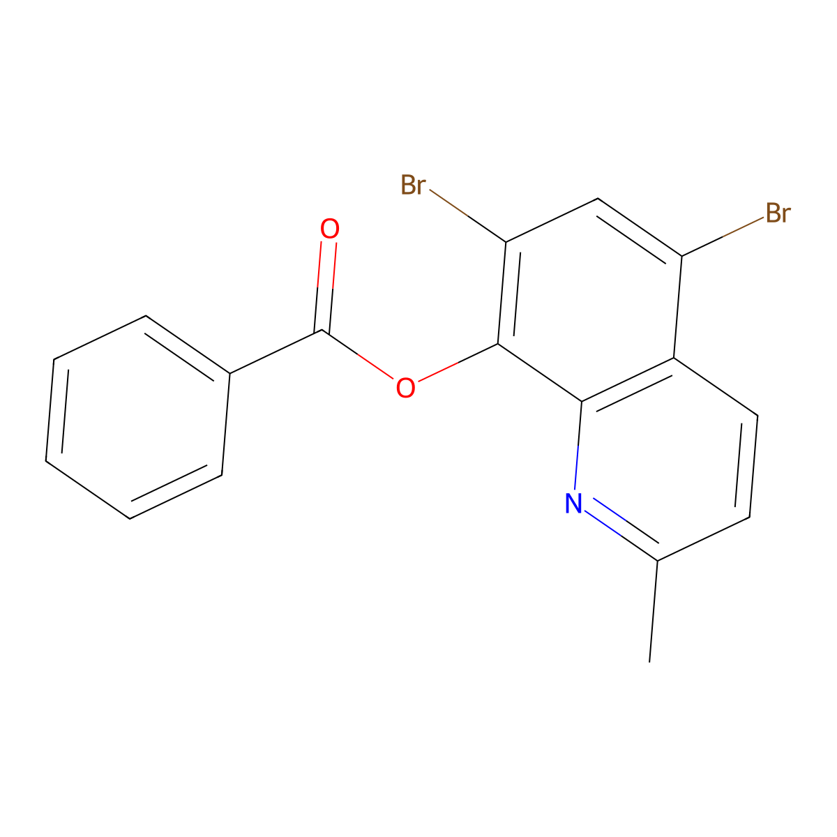 8-Quinolinol, 5,7-dibromo-2-methyl-, 8-benzoate molecular structure, CAS 3684-46-6