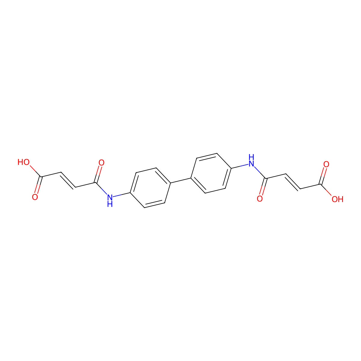 E,E-3-[4'-(3-Carboxy-acryloylamino)-biphenyl-4-ylcarbamoyl]-acrylic acid molecular structure, CAS 36840-10-5