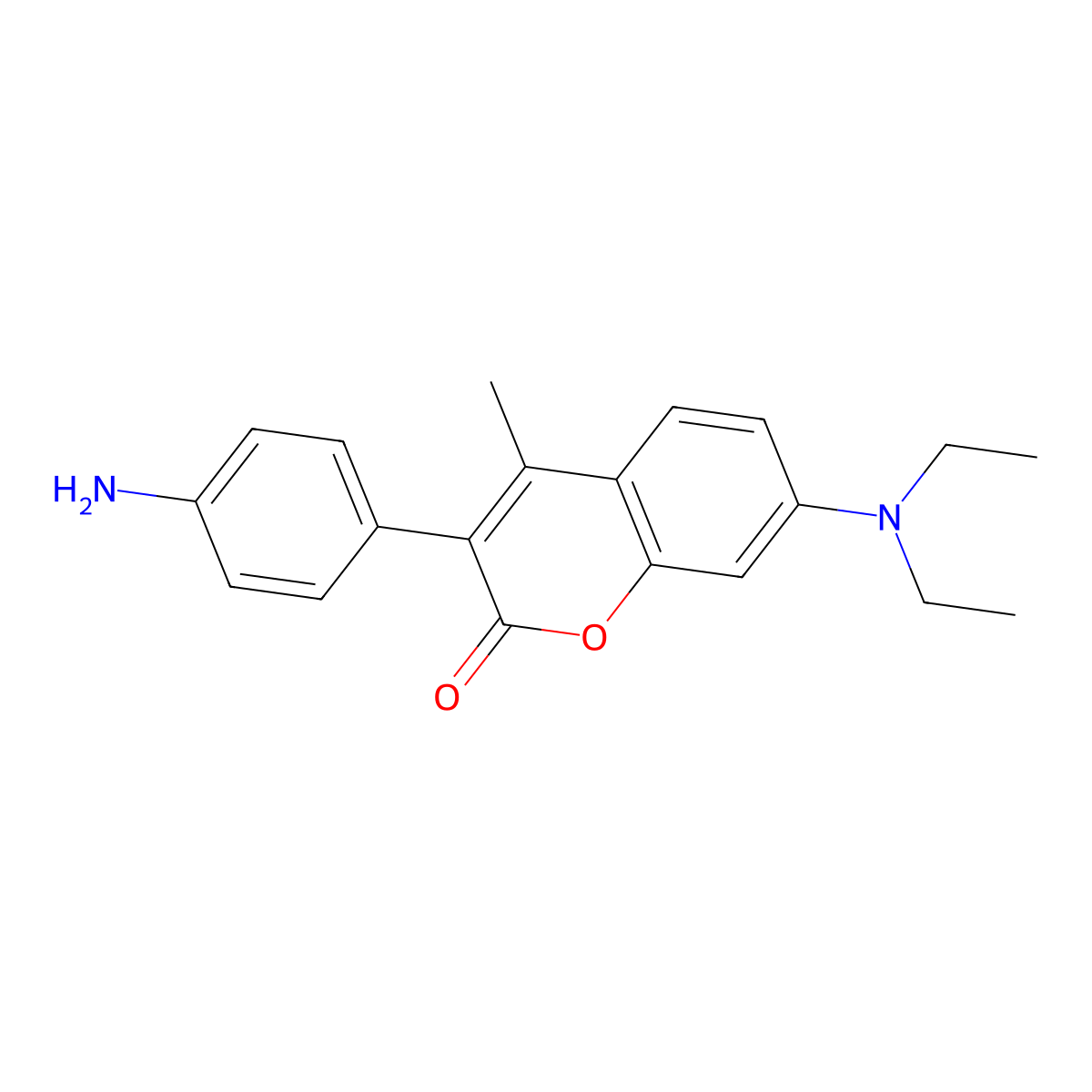 3-(4-Aminophenyl)-7-(diethylamino)-4-methylchromen-2-one molecular structure, CAS 36840-64-9