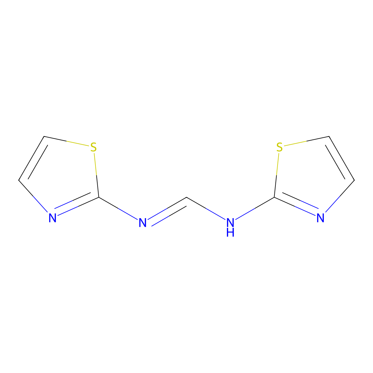 Methanimidamide, N,N'-bis(2-thiazolyl)- molecular structure, CAS 36841-36-8