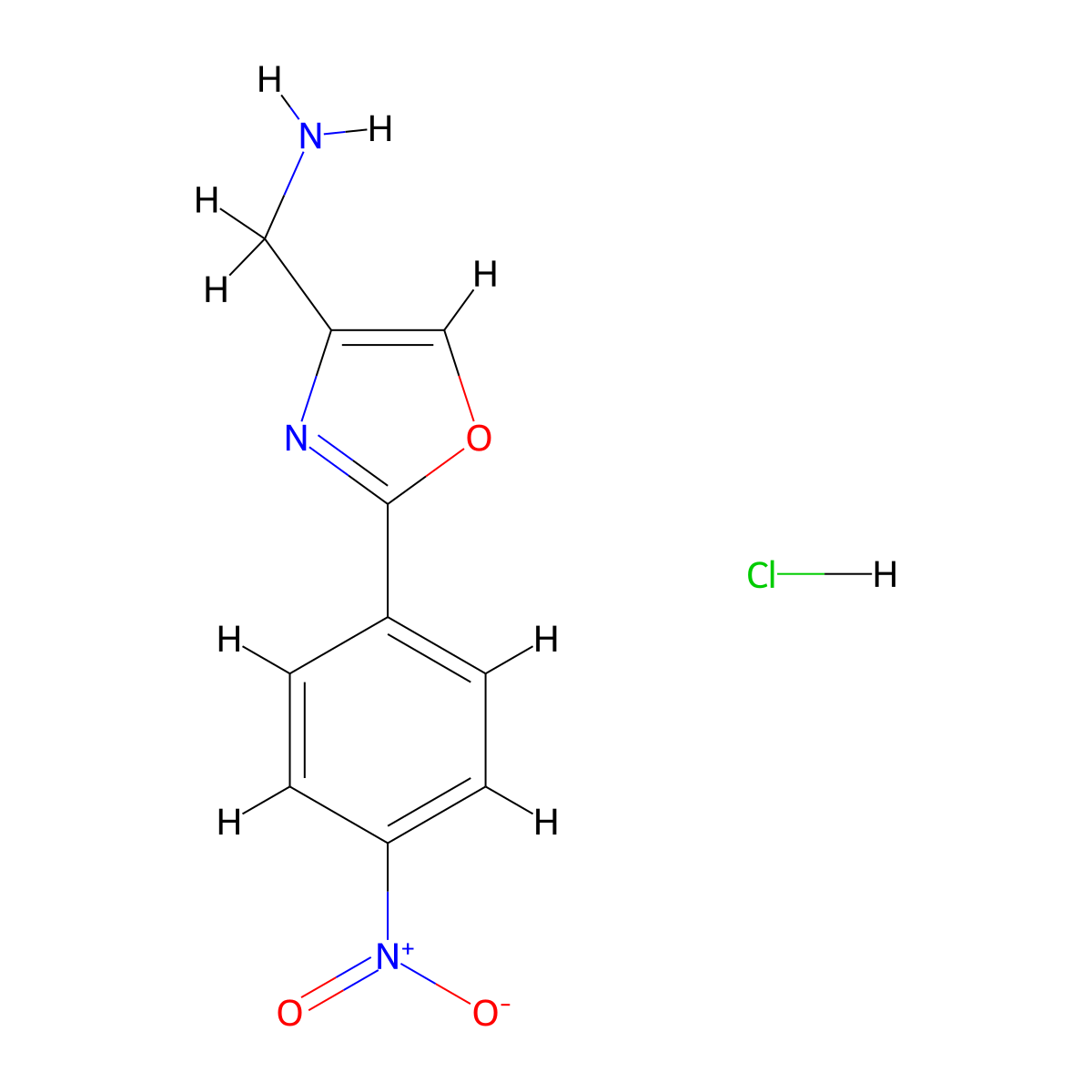 (2-(4-Nitrophenyl)oxazol-4-YL)methanamine hydrochloride molecular structure, CAS 36841-46-0