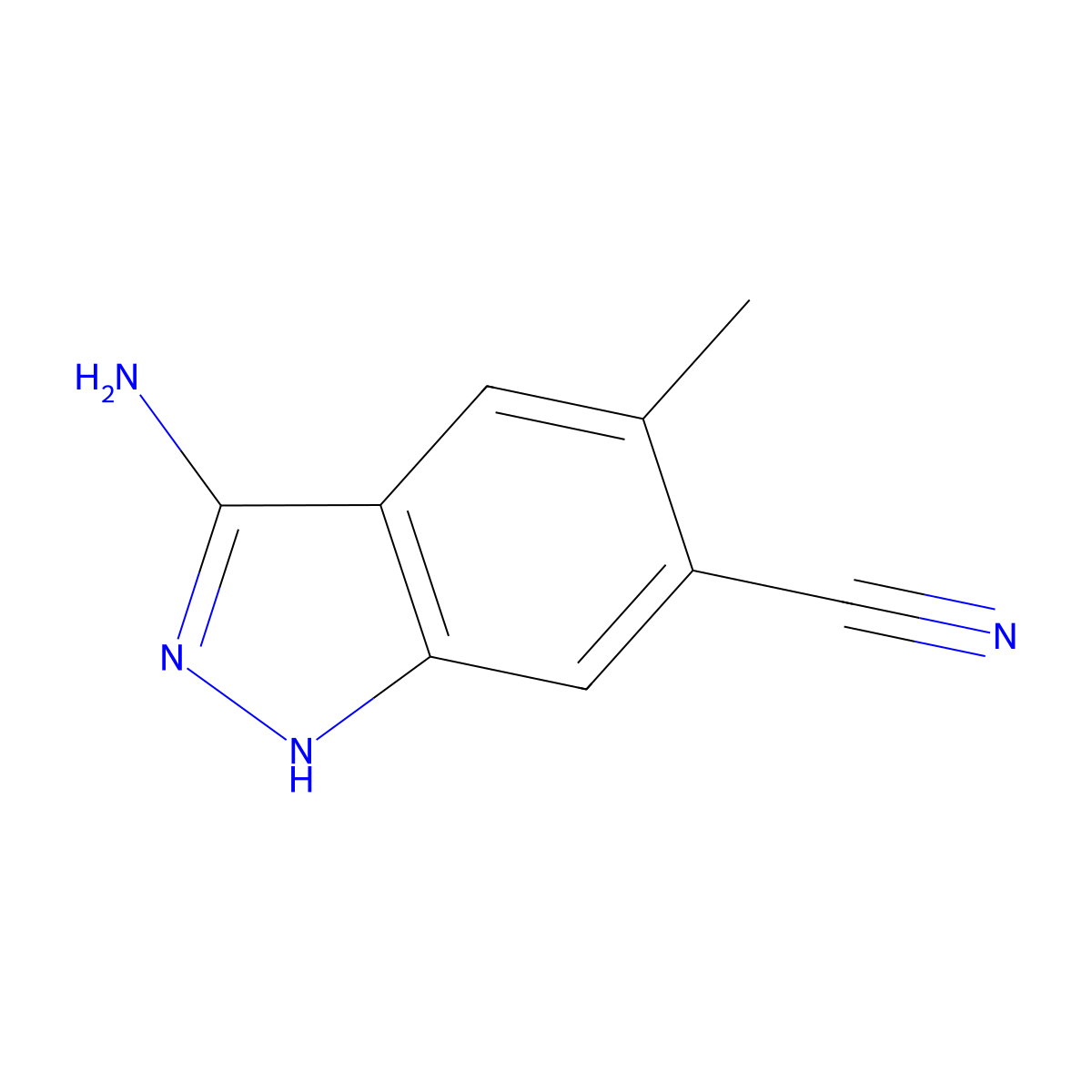 3-amino-5-methyl-1H-indazole-6-carbonitrile molecular structure, CAS 368426-68-0