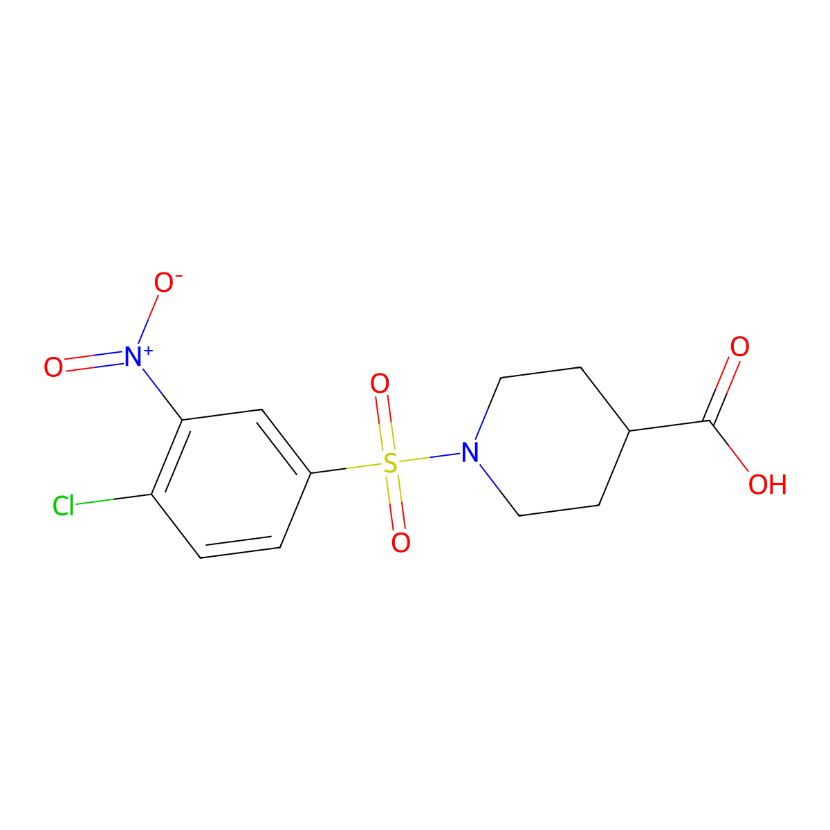 1-[(4-Chloro-3-nitrophenyl)sulfonyl]-4-piperidinecarboxylic acid molecular structure, CAS 368427-83-2