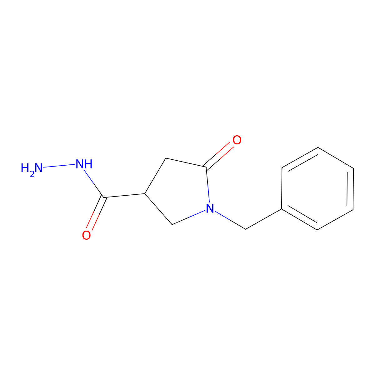 1-Benzyl-5-oxo-3-pyrrolidinecarbohydrazide molecular structure, CAS 368429-72-5
