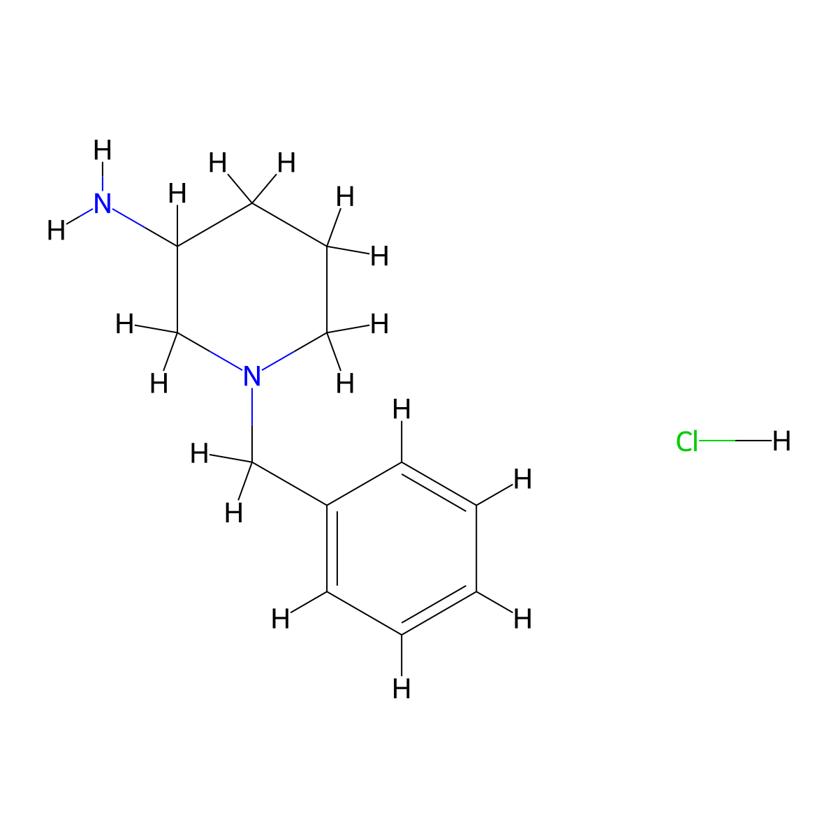 1-Benzylpiperidin-3-amine hydrochloride molecular structure, CAS 368429-78-1