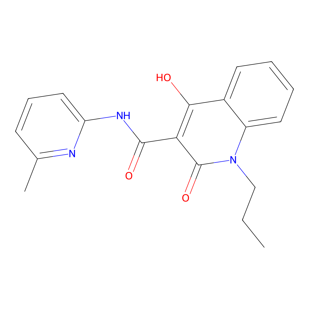4-hydroxy-N-(6-methylpyridin-2-yl)-2-oxo-1-propyl-1,2-dihydroquinoline-3-carboxamide molecular structure, CAS 368432-68-2