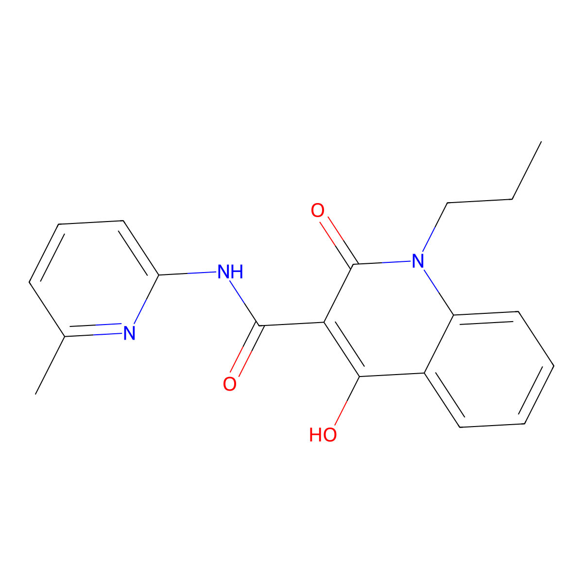 4-hydroxy-N-(6-methylpyridin-2-yl)-2-oxo-1-propyl-1,2-dihydroquinoline-3-carboxamide molecular structure, CAS 368432-68-2