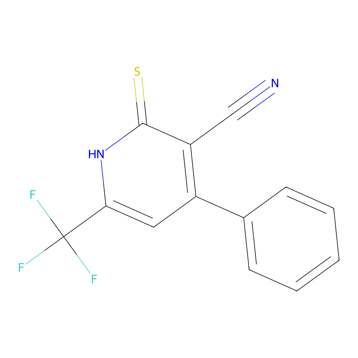 2-Mercapto-4-phenyl-6-(trifluoromethyl)nicotinonitrile molecular structure, CAS 368432-81-9