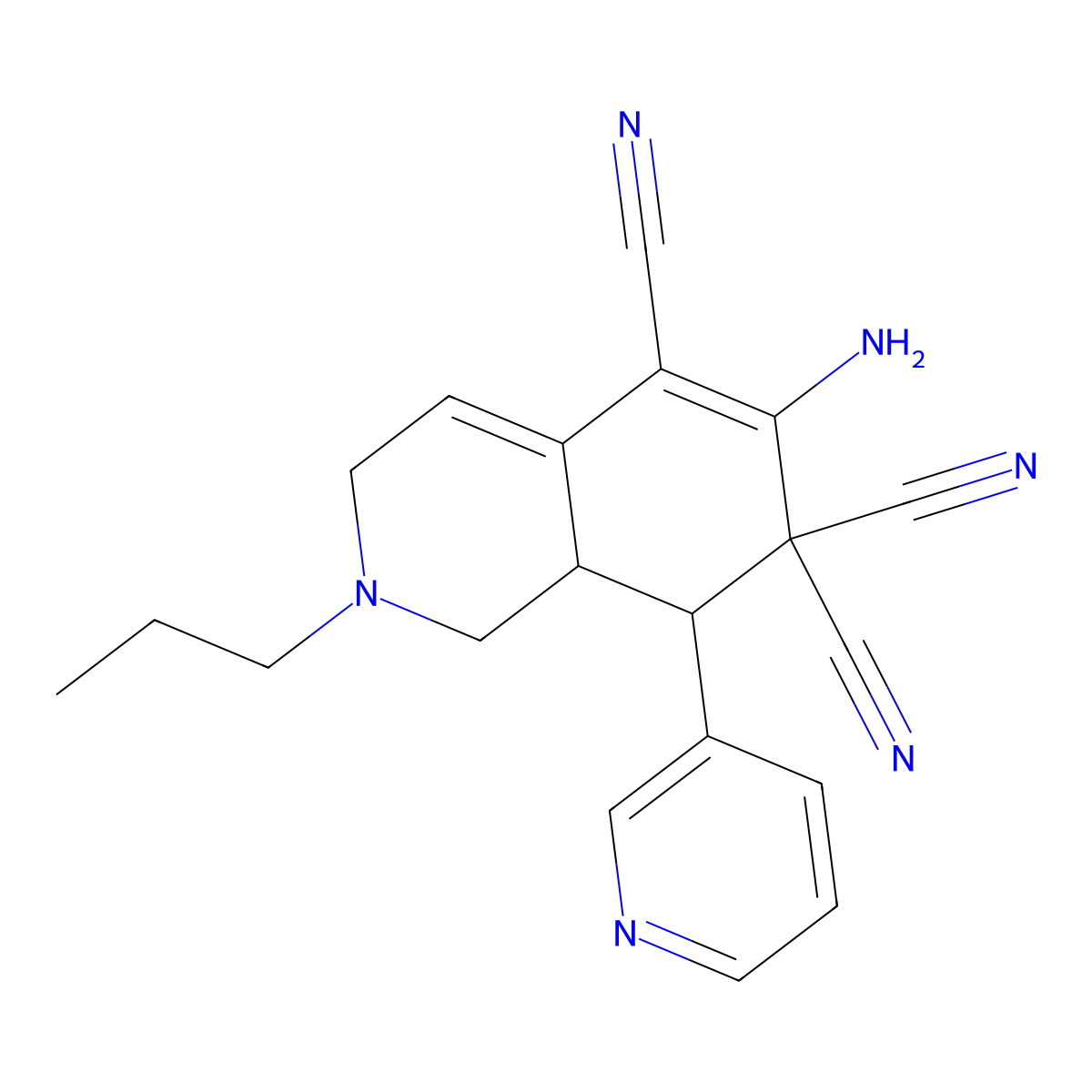 6-Amino-2-propyl-8-pyridin-3-yl-1,3,8,8a-tetrahydroisoquinoline-5,7,7-tricarbonitrile molecular structure, CAS 368432-86-4