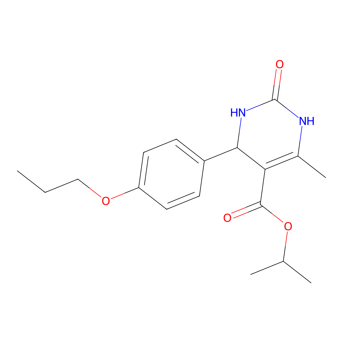 Propan-2-yl 6-methyl-2-oxo-4-(4-propoxyphenyl)-1,2,3,4-tetrahydropyrimidine-5-carboxylate molecular structure, CAS 368432-95-5