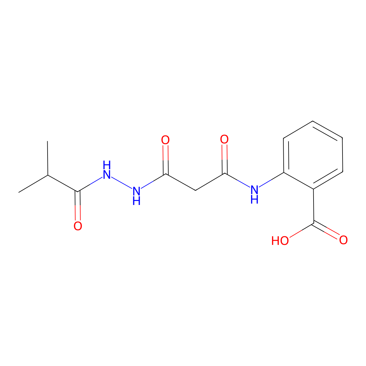 2-({3-[2-(2-Methylpropanoyl)hydrazinyl]-3-oxopropanoyl}amino)benzoic acid molecular structure, CAS 368433-15-2