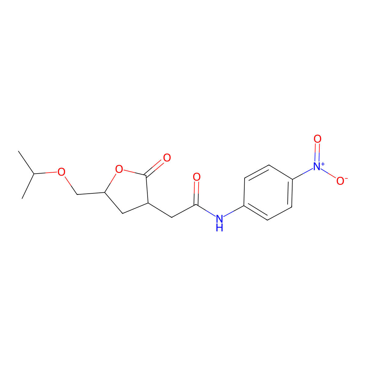 N-(4-nitrophenyl)-2-[2-oxo-5-(propan-2-yloxymethyl)oxolan-3-yl]acetamide molecular structure, CAS 368433-24-3