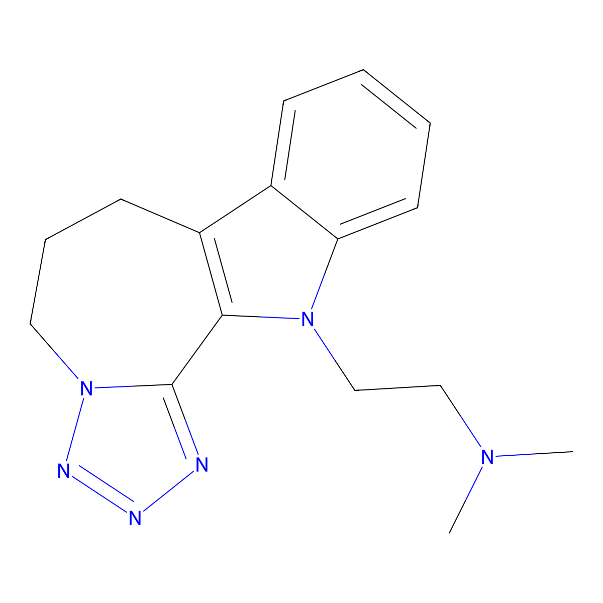 2-(6,7-dihydrotetrazolo[1',5':1,2]azepino[3,4-b]indol-12(5H)-yl)-N,N-dimethylethanamine molecular structure, CAS 368433-67-4