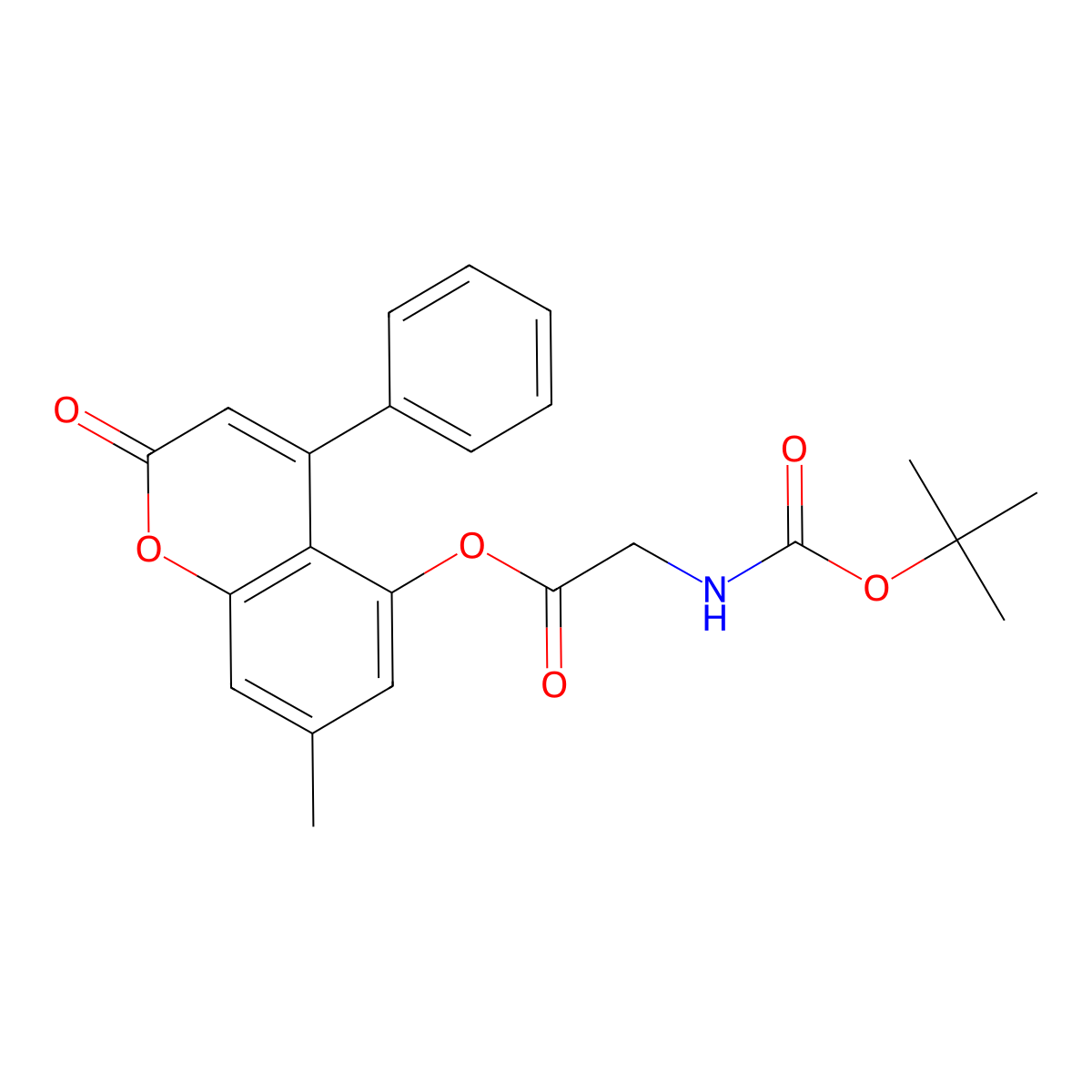 7-methyl-2-oxo-4-phenyl-2H-chromen-5-yl N-(tert-butoxycarbonyl)glycinate molecular structure, CAS 368433-92-5