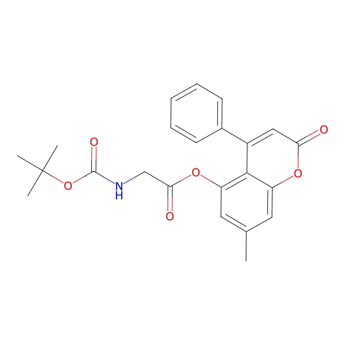 7-methyl-2-oxo-4-phenyl-2H-chromen-5-yl N-(tert-butoxycarbonyl)glycinate molecular structure, CAS 368433-92-5