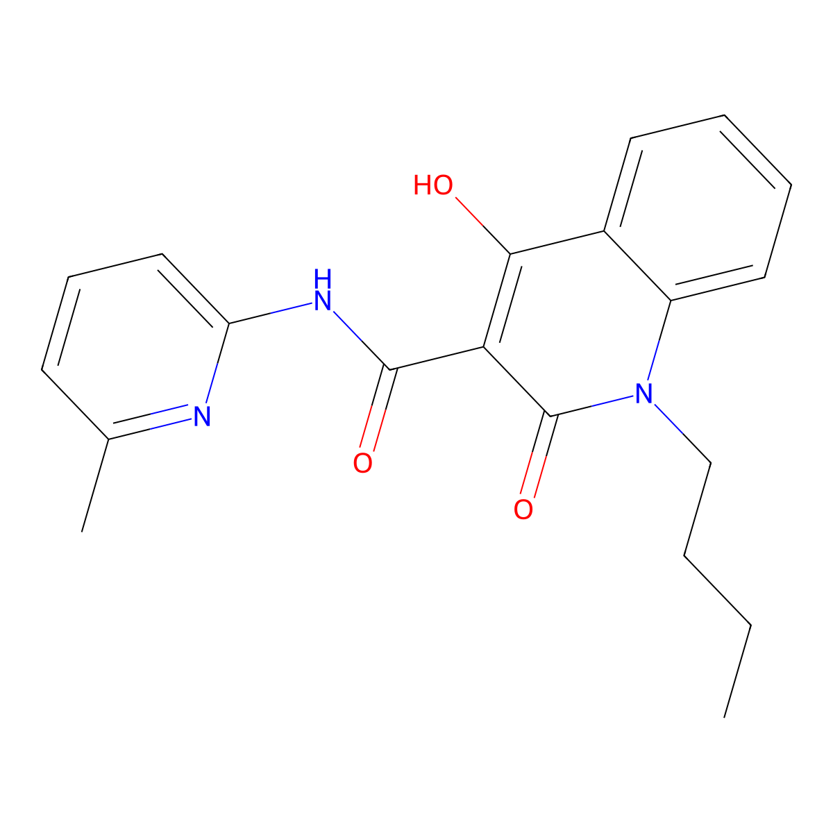 1-butyl-4-hydroxy-N-(6-methylpyridin-2-yl)-2-oxo-1,2-dihydroquinoline-3-carboxamide molecular structure, CAS 368434-12-2