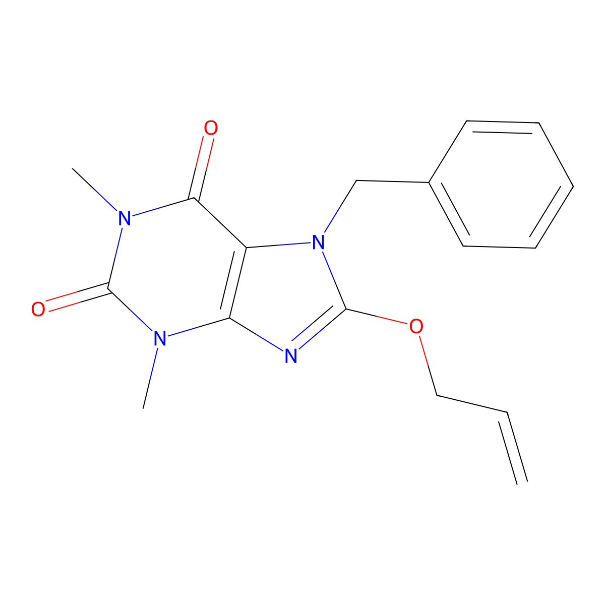 7-Benzyl-1,3-dimethyl-8-prop-2-enoxypurine-2,6-dione molecular structure, CAS 368434-32-6