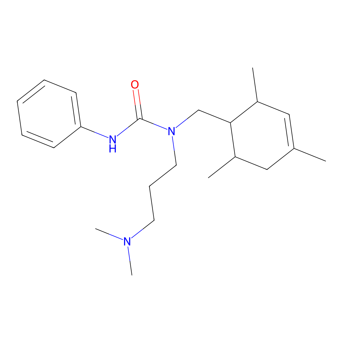 1-[3-(Dimethylamino)propyl]-3-phenyl-1-[(2,4,6-trimethylcyclohex-3-en-1-yl)methyl]urea molecular structure, CAS 368434-40-6