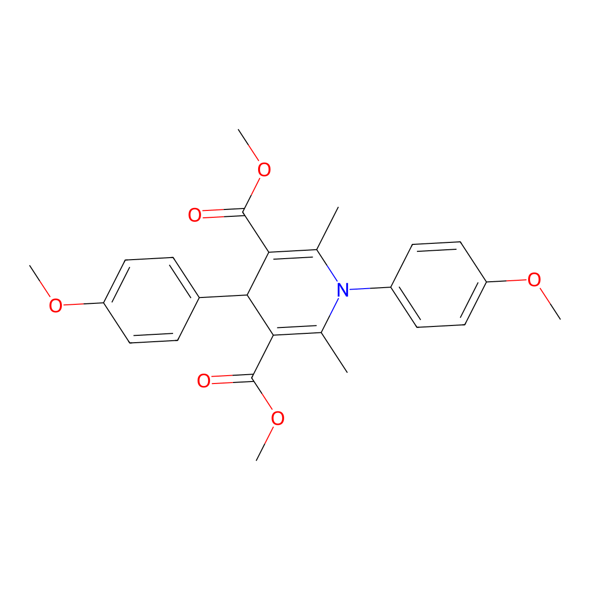 Dimethyl 1,4-bis(4-methoxyphenyl)-2,6-dimethyl-1,4-dihydropyridine-3,5-dicarboxylate molecular structure, CAS 368434-52-0