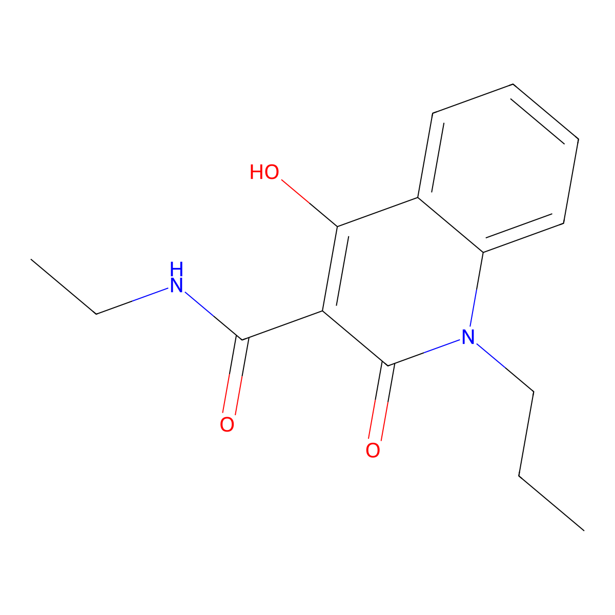 N-ethyl-4-hydroxy-2-oxo-1-propyl-1,2-dihydroquinoline-3-carboxamide molecular structure, CAS 368434-85-9