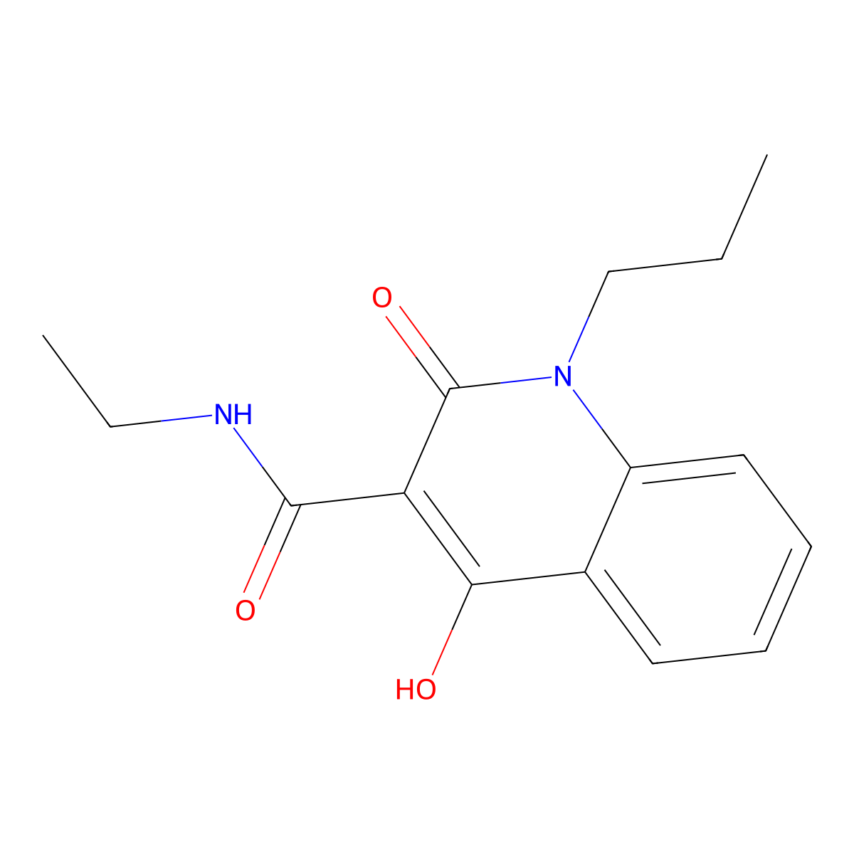 N-ethyl-4-hydroxy-2-oxo-1-propyl-1,2-dihydroquinoline-3-carboxamide molecular structure, CAS 368434-85-9