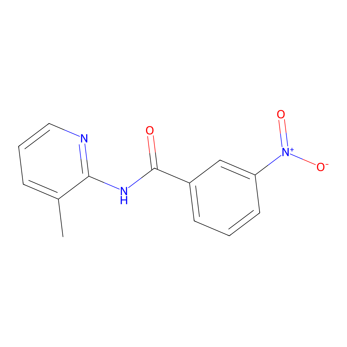 Benzamide, N-(3-methyl-2-pyridinyl)-3-nitro- molecular structure, CAS 36844-97-0