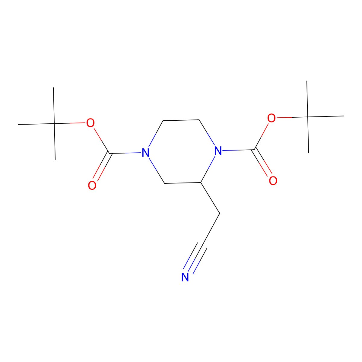 1,4-Di-tert-butyl 2-(cyanomethyl)piperazine-1,4-dicarboxylate molecular structure, CAS 368442-02-8