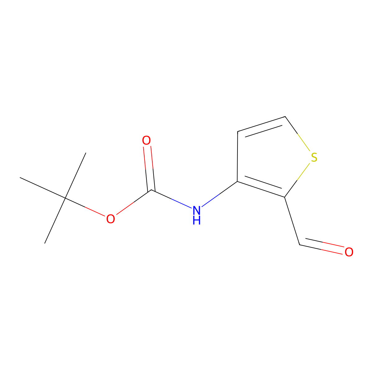 1,1-Dimethylethyl N-(2-formyl-3-thienyl)carbamate molecular structure, CAS 368442-47-1