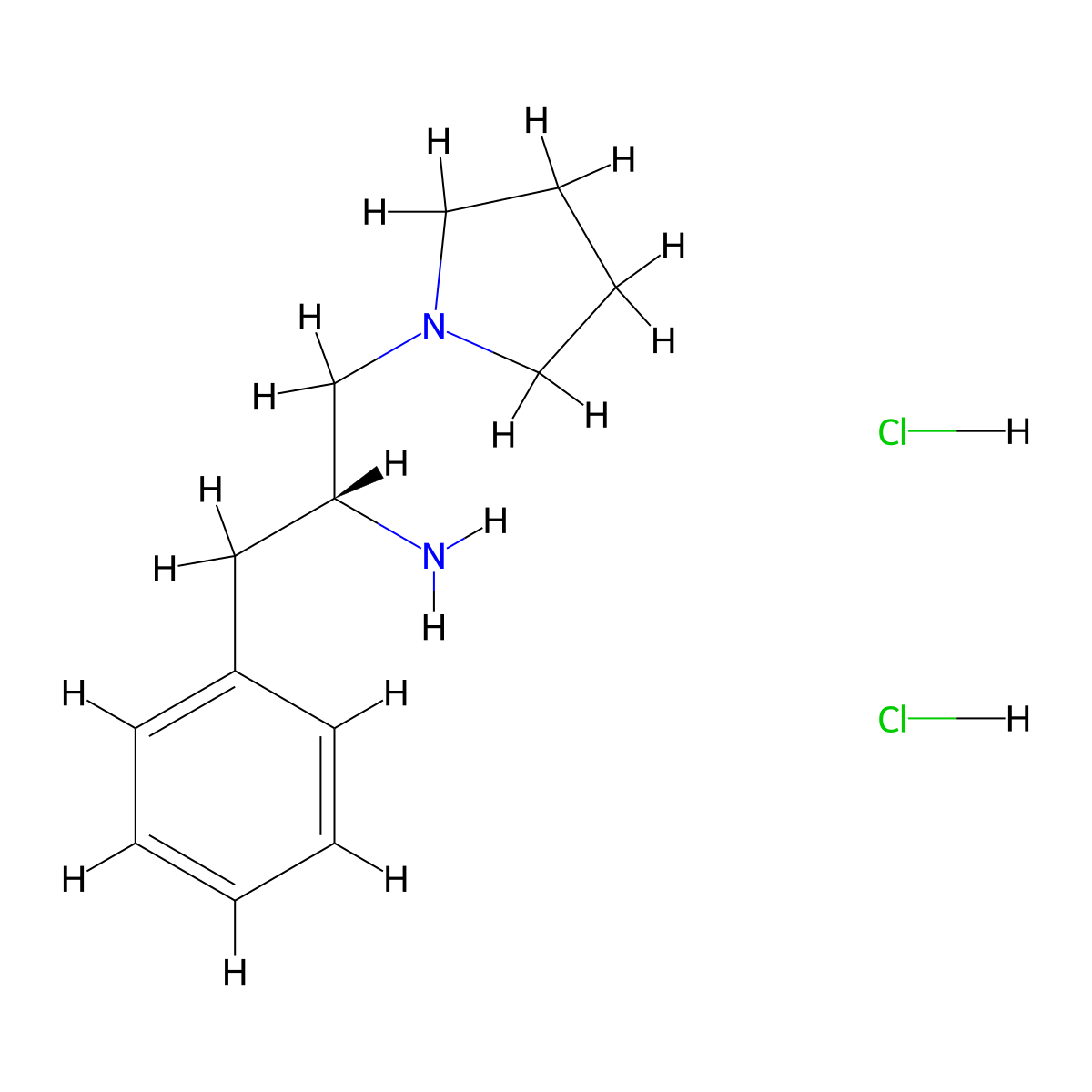 (R)-1-Phenyl-3-(pyrrolidin-1-yl)propan-2-amine 2HCl molecular structure, CAS 368442-91-5