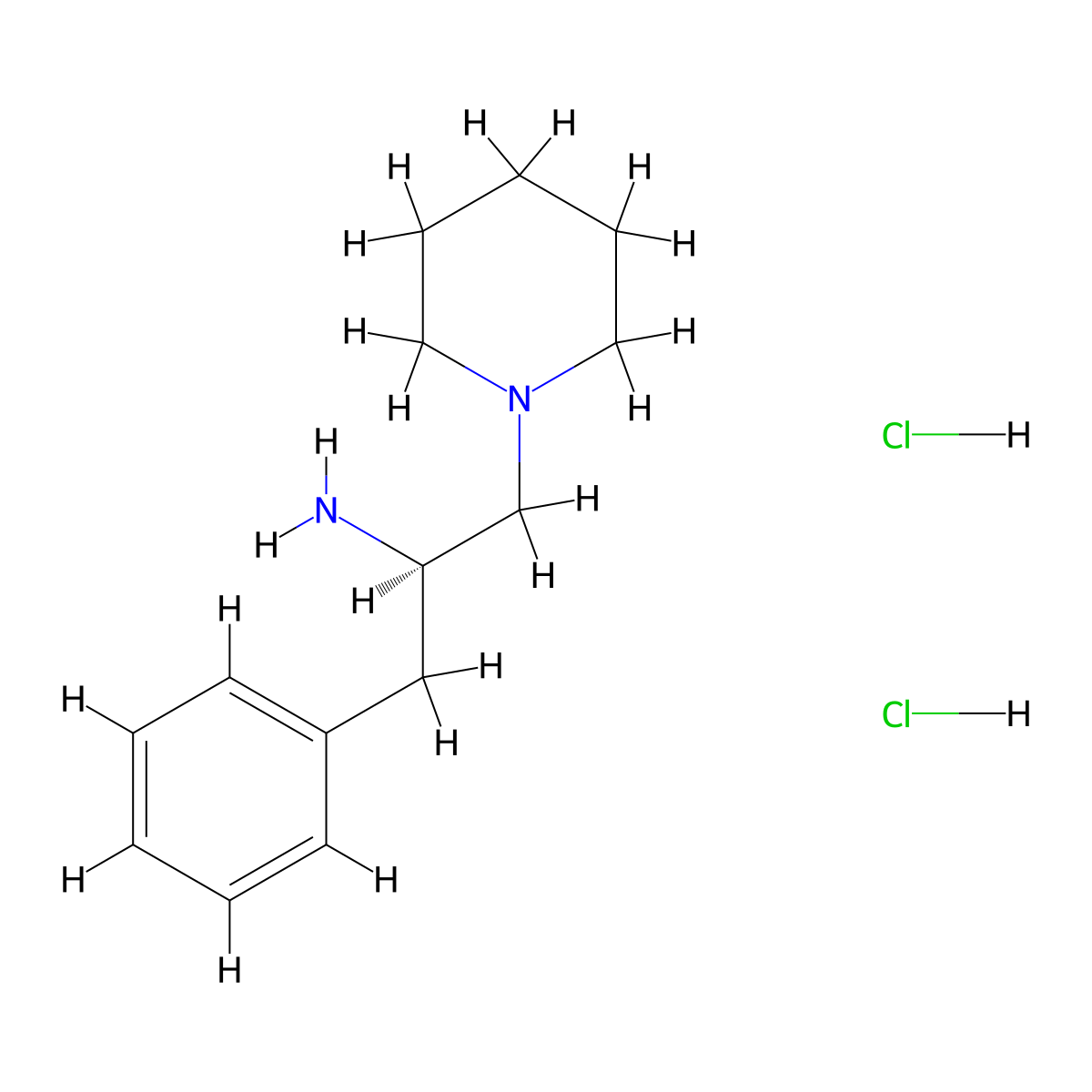 (R)-1-Phenyl-3-(piperidin-1-yl)propan-2-amine 2HCl molecular structure, CAS 368442-92-6