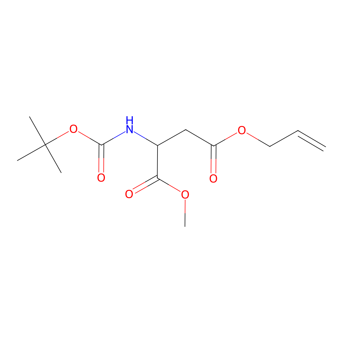 1-methyl 4-prop-2-en-1-yl (2R)-2-{[(tert-butoxy)carbonyl]amino}butanedioate molecular structure, CAS 368443-50-9