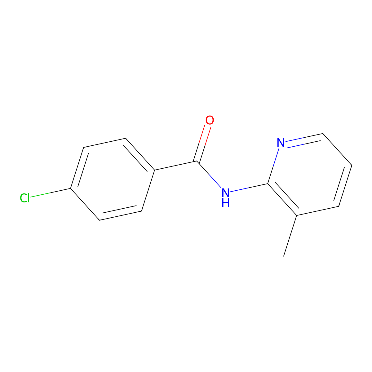 Benzamide, p-chloro-N-(3-methyl-2-pyridyl)- molecular structure, CAS 36845-02-0