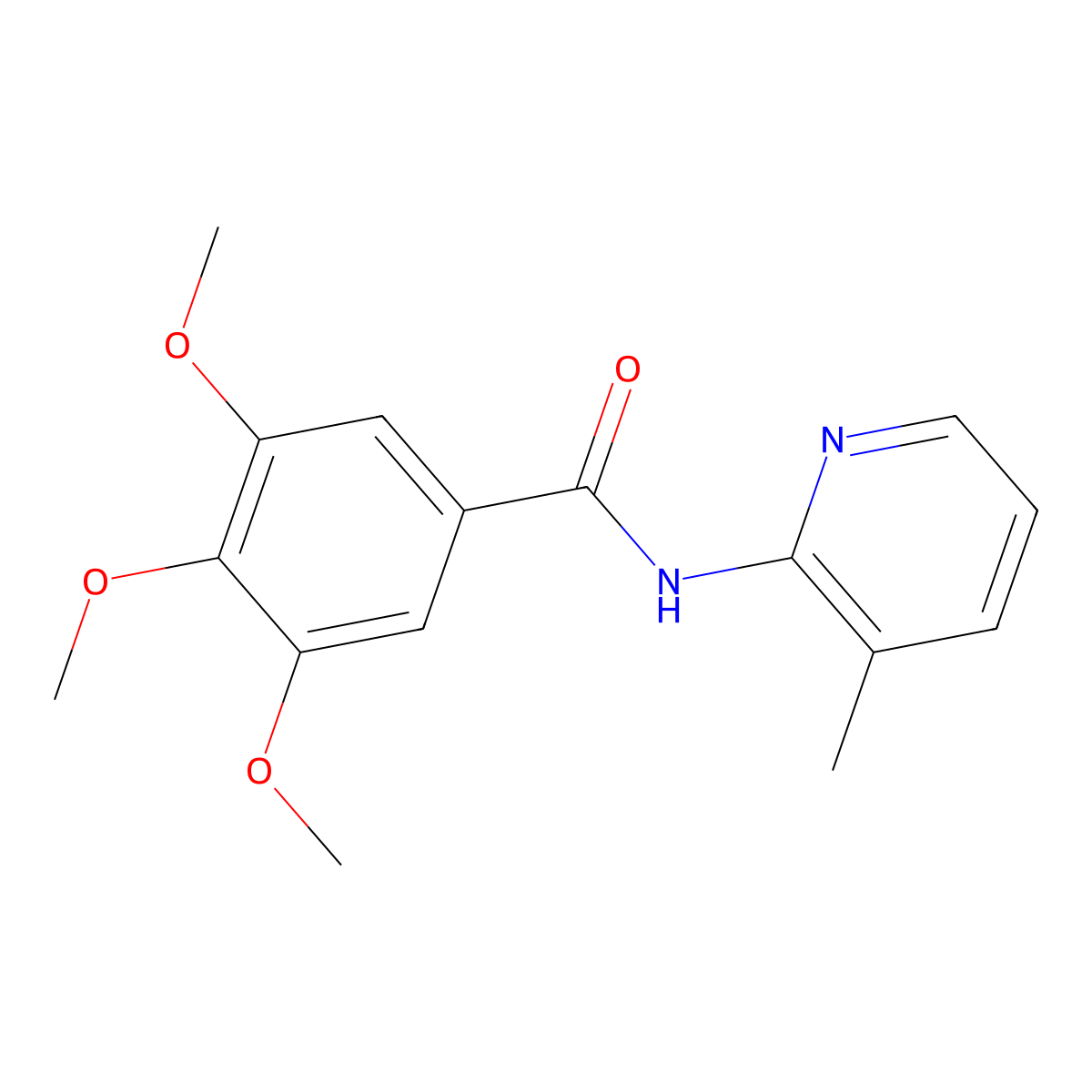 Benzamide, N-(3-methyl-2-pyridyl)-3,4,5-trimethoxy- molecular structure, CAS 36845-03-1