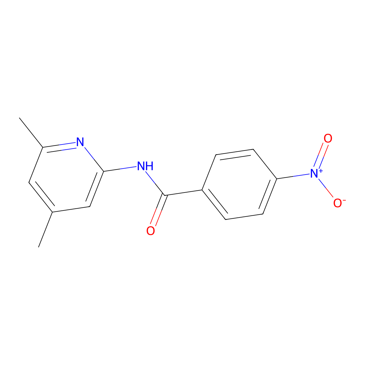 Benzamide, N-(4,6-dimethyl-2-pyridinyl)-4-nitro- molecular structure, CAS 36845-09-7